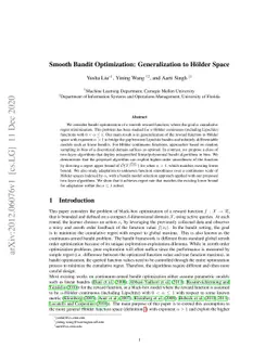 Smooth Bandit Optimization: Generalization to Hölder Space