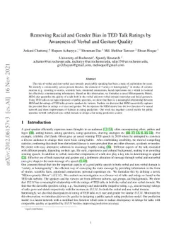 Fairness in Rating Prediction by Awareness of Verbal and Gesture Quality
  of Public Speeches