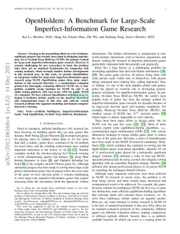 OpenHoldem: A Benchmark for Large-Scale Imperfect-Information Game
  Research