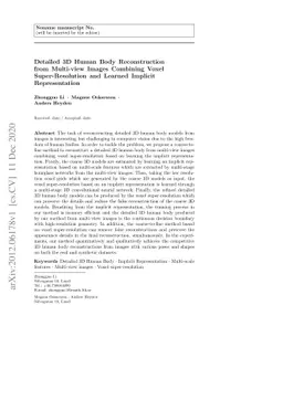Detailed 3D Human Body Reconstruction from Multi-view Images Combining
  Voxel Super-Resolution and Learned Implicit Representation