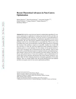 Recent Theoretical Advances in Non-Convex Optimization