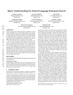 Query Understanding for Natural Language Enterprise Search