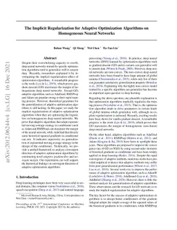 The Implicit Bias for Adaptive Optimization Algorithms on Homogeneous
  Neural Networks