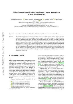 Video Camera Identification from Sensor Pattern Noise with a Constrained
  ConvNet
