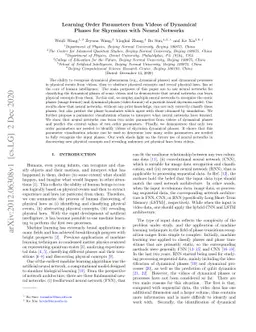 Learning Order Parameters from Videos of Dynamical Phases for Skyrmions
  with Neural Networks