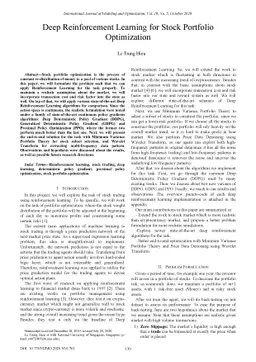 Deep Reinforcement Learning for Stock Portfolio Optimization