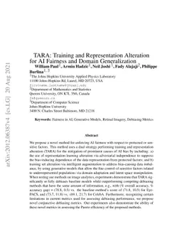 TARA: Training and Representation Alteration for AI Fairness and Domain
  Generalization
