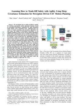 Learning How to Trade-Off Safety with Agility Using Deep Covariance
  Estimation for Perception Driven UAV Motion Planning