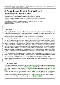A Vision-based Sensing Approach for a Spherical Soft Robotic Arm