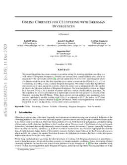 Online Coresets for Clustering with Bregman Divergences