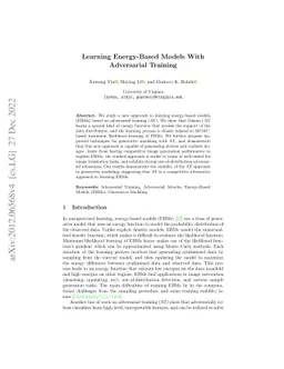 Learning Energy-Based Models With Adversarial Training