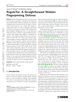 RegulaTor: A Straightforward Website Fingerprinting Defense
