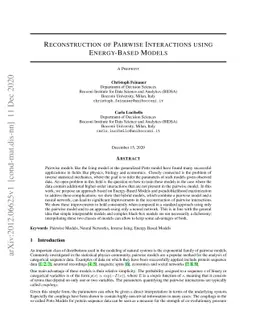 Reconstruction of Pairwise Interactions using Energy-Based Models