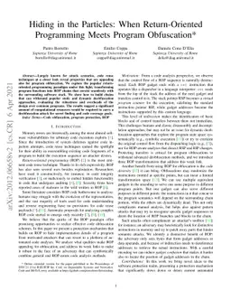 Hiding in the Particles: When Return-Oriented Programming Meets Program
  Obfuscation