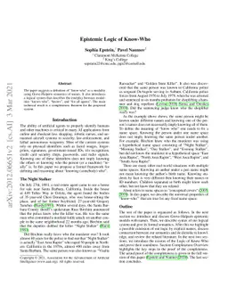 Epistemic Logic of Know-Who