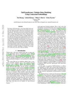 TabTransformer: Tabular Data Modeling Using Contextual Embeddings