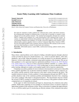 Faster Policy Learning with Continuous-Time Gradients