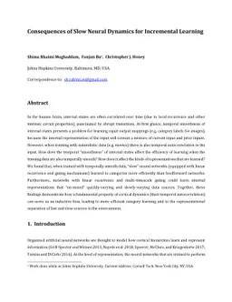 Consequences of Slow Neural Dynamics for Incremental Learning