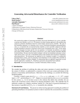 Generating Adversarial Disturbances for Controller Verification