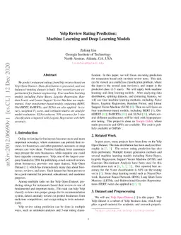 Yelp Review Rating Prediction: Machine Learning and Deep Learning Models