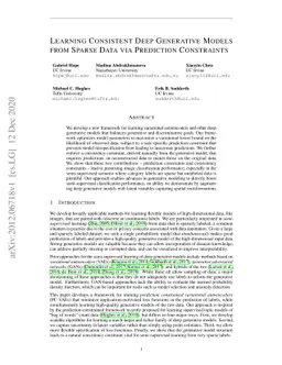 Learning Consistent Deep Generative Models from Sparse Data via
  Prediction Constraints