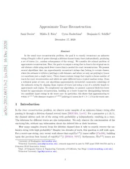 Approximate Trace Reconstruction