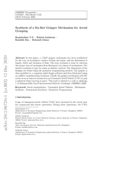 Synthesis of a Six-Bar Gripper Mechanism for Aerial Grasping