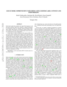 Less Is More: Improved RNN-T Decoding Using Limited Label Context and
  Path Merging