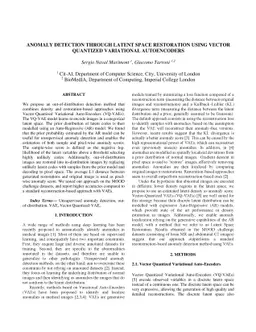 Anomaly detection through latent space restoration using
  vector-quantized variational autoencoders