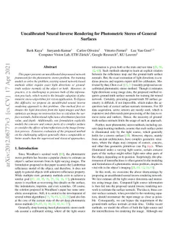 Uncalibrated Neural Inverse Rendering for Photometric Stereo of General
  Surfaces