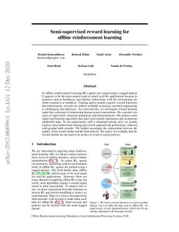 Semi-supervised reward learning for offline reinforcement learning