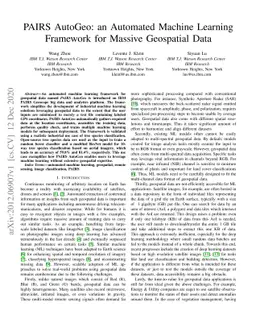 PAIRS AutoGeo: an Automated Machine Learning Framework for Massive
  Geospatial Data