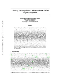Assessing The Importance Of Colours For CNNs In Object Recognition