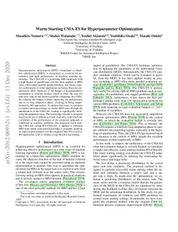 Warm Starting CMA-ES for Hyperparameter Optimization