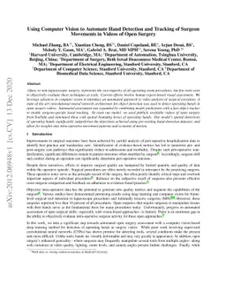 Using Computer Vision to Automate Hand Detection and Tracking of Surgeon
  Movements in Videos of Open Surgery