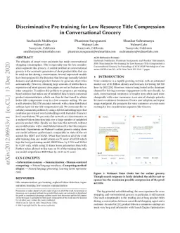 Discriminative Pre-training for Low Resource Title Compression in
  Conversational Grocery