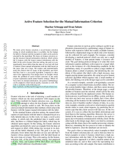 Active Feature Selection for the Mutual Information Criterion