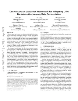 DeepSweep: An Evaluation Framework for Mitigating DNN Backdoor Attacks
  using Data Augmentation