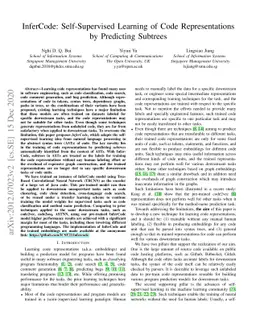 InferCode: Self-Supervised Learning of Code Representations by
  Predicting Subtrees