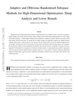 Adaptive and Oblivious Randomized Subspace Methods for High-Dimensional
  Optimization: Sharp Analysis and Lower Bounds