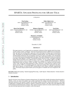 SPARTA: Speaker Profiling for ARabic TAlk