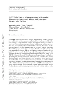 MSVD-Turkish: A Comprehensive Multimodal Dataset for Integrated Vision
  and Language Research in Turkish