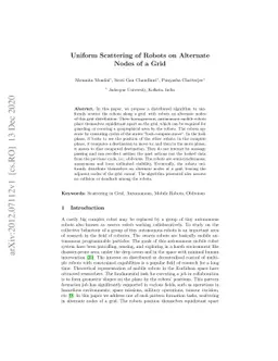 Uniform Scattering of Robots on Alternate Nodes of a Grid