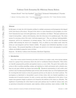 Uniform Circle Formation By Oblivious Swarm Robots