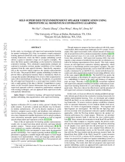 Self-supervised Text-independent Speaker Verification using Prototypical
  Momentum Contrastive Learning