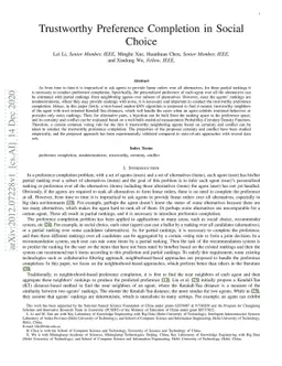 Trustworthy Preference Completion in Social Choice