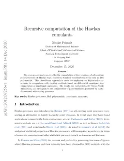 Recursive computation of the Hawkes cumulants