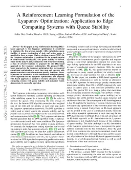 A Reinforcement Learning Formulation of the Lyapunov Optimization:
  Application to Edge Computing Systems with Queue Stability