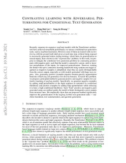 Contrastive Learning with Adversarial Perturbations for Conditional Text
  Generation