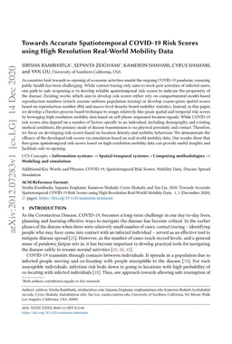 Towards Accurate Spatiotemporal COVID-19 Risk Scores using High
  Resolution Real-World Mobility Data